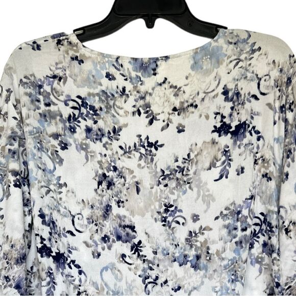 Mahina Womens Tie Front rayon Blouse lightweight floral Sleeve boho Hawaii - Picture 4 of 10